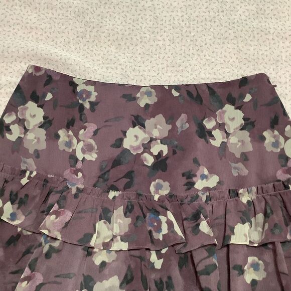 Purple Dark Feminine Romantic Whimsigoth Fairy Grunge Tiered Ruffle Mini Skirt 4 - Picture 3 of 15